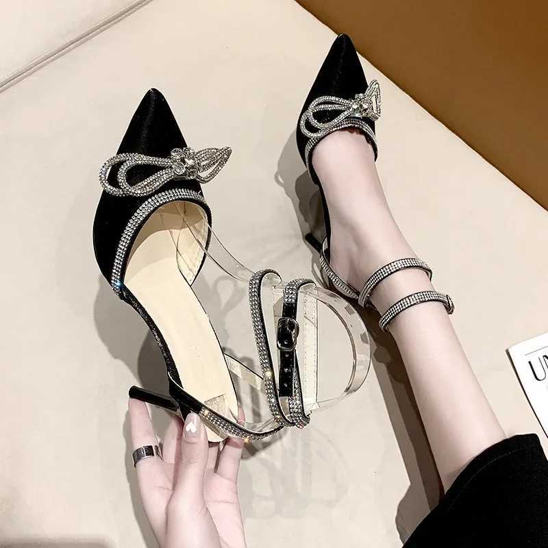 Banquet Dress White High H Elegant Temperament Dress Wedding Shoes Rhine Pointed Hollow Toe Sexy Sandals for Men Y250319