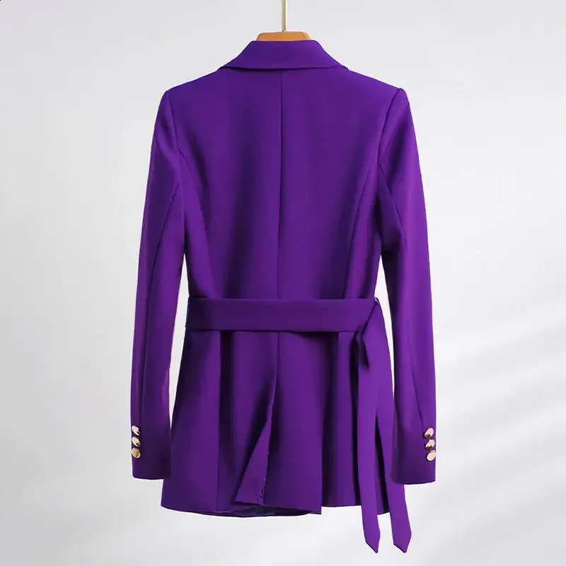 2024 Waist Set High Temperature Purple Long Jacket and Mens 2piece Belt Womens SpringSummer 250319
