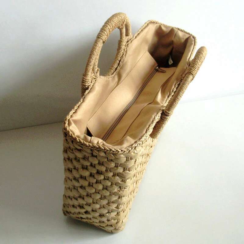 2023 Casual Woven Solid Color Versatile Retro Square Straw Fashion Women's Bag Designer Handbag