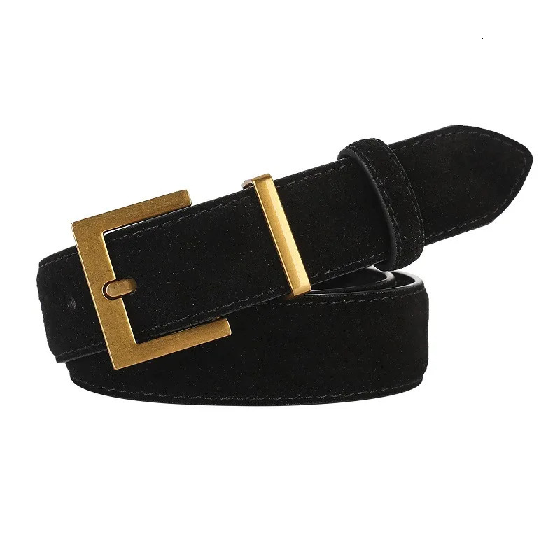 Double Genuine Leather Belt for Women Jeans Casual Dress Square Alloy Buckle Ladies Trendy Belts Fashion Waistband 250320