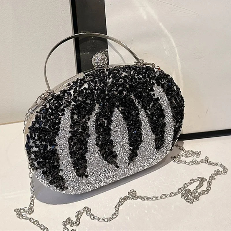 Women Evening Bag Shoulder Messenger Bag Pumpkin drilling Clip Handbag Fashion Purse Party Wedding Clutch 250319