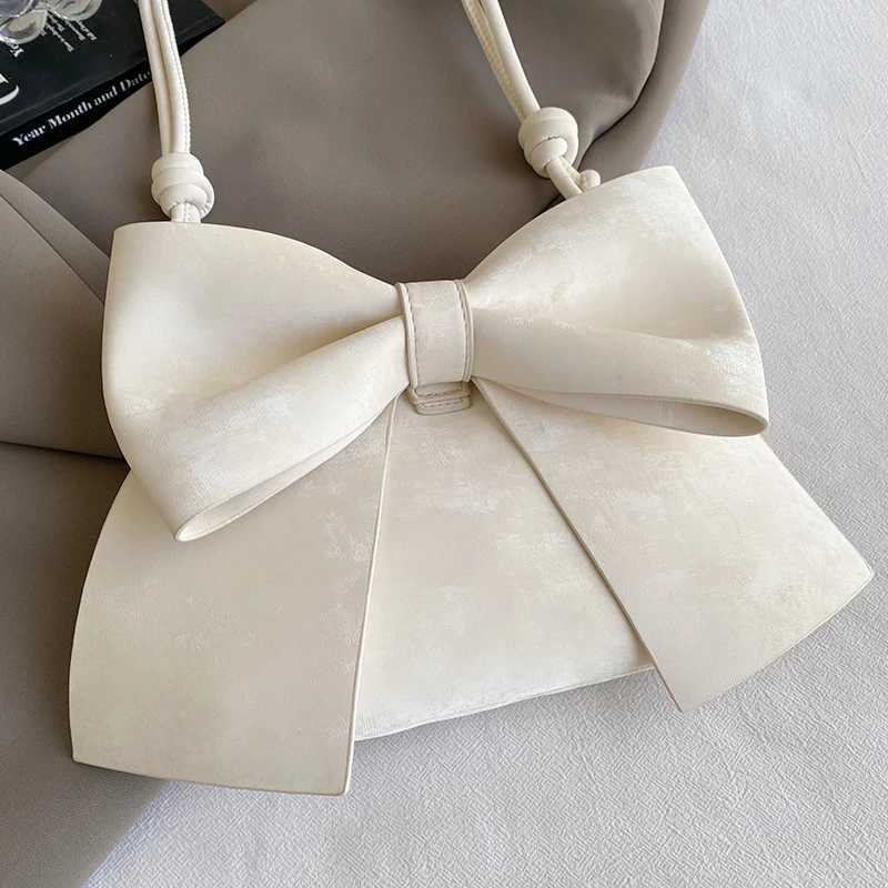 MOODS Big Bow Knot Shoulder Cross Body Bags For Women Girls Velvet Texture PU Leather Messenger Bag 2024 Latest Fashion Handbags Y250319