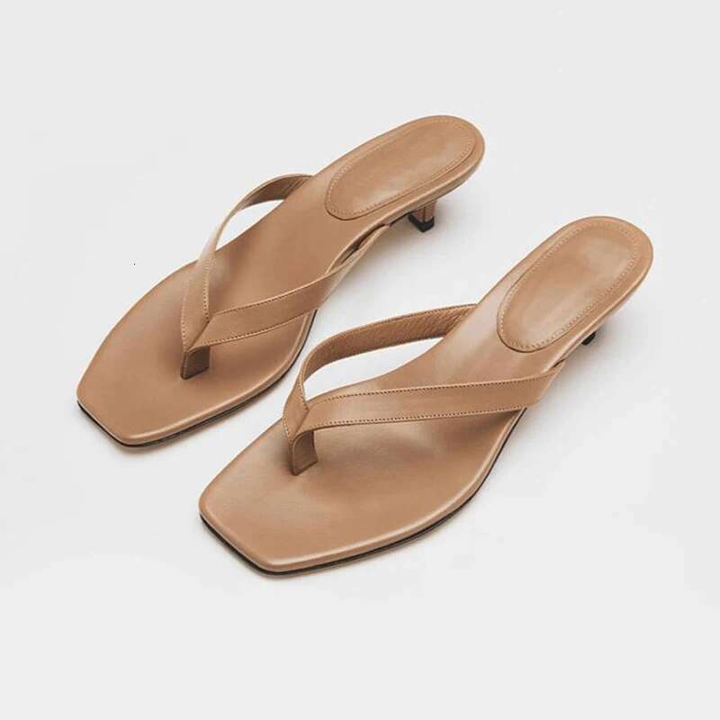 New Square Toe Flip Ps Sandals Stiletto Heels Kitten Heel Sandalias Mujer Summer Slipper Women