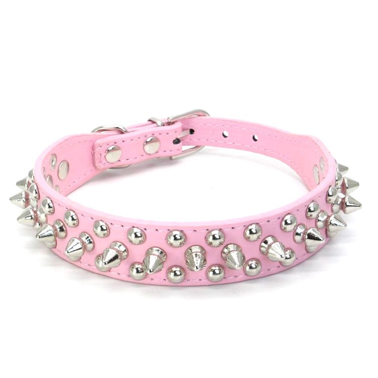 Hot selling explosive punk style cool leather thickened metal spikes anti bite adjustable pet dog collar, suitable for outdoor walks