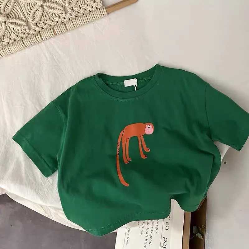 Summer Kids Cartoon Print Short Sleeve TShirt Boys And Girls Casual Fashion Cute Round Neck Tops Toddler Simple Versatile TeesT250320