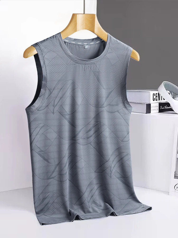 8xl 7xl 6xl Big Size Ice Silk Classic Tank Tops Men Sleeveless Shirt Black Blue Tees AllMatch QuickDrying TShirt 250319