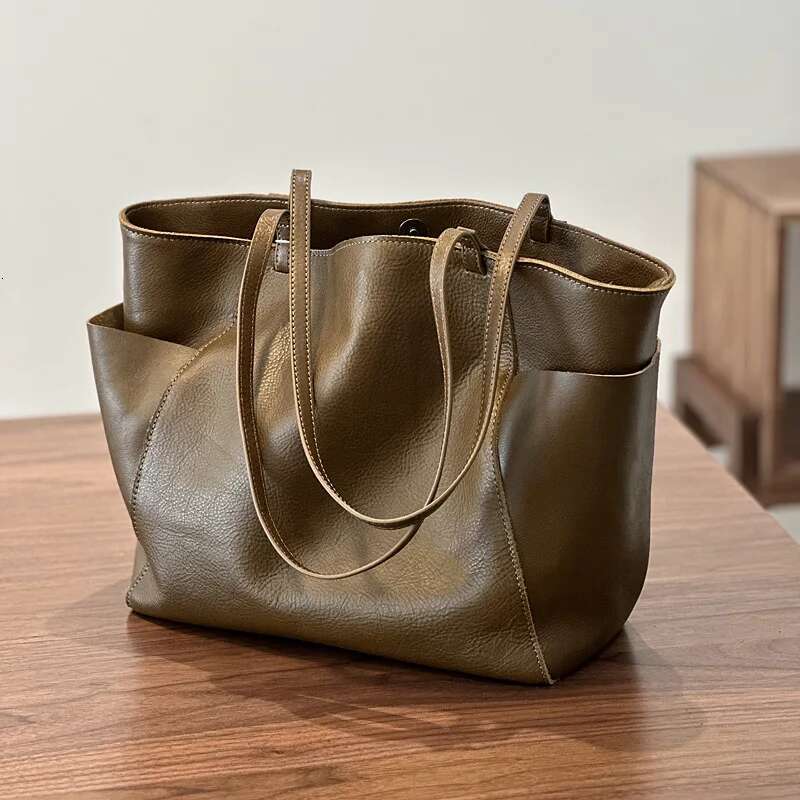 Woman Handbags Vegetable Tanned Cowhide Leather Tote For Women 2024 New High Quality Ladies Shoulder Practical Commuter Bag