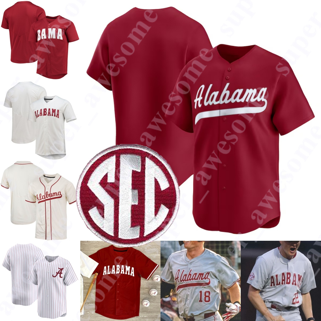 2025 NEW Alabama Baseball Jersey Will Hodo Kade Snell Jason Torres Coleman Mizell Brennen Norton Zane Adams David Robertson Wade LeBlanc Jimmy Nelson