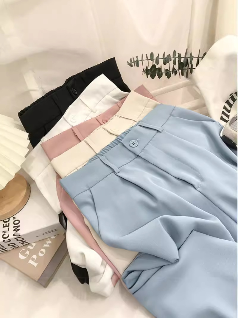 High Waist Women Suit Pants Fall Straight Office Ladies Korean Fashion Trousers Casual Button Loose Female Black Pants R250320