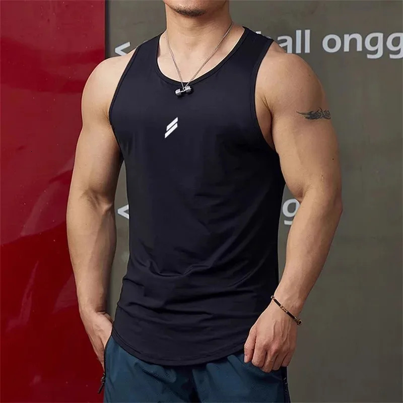 Summer Mens tank top Casual Round Neck Mesh Undershirt Shirt Sports Fitness Top Sleeveless Vest Quick Dry training vest 250320