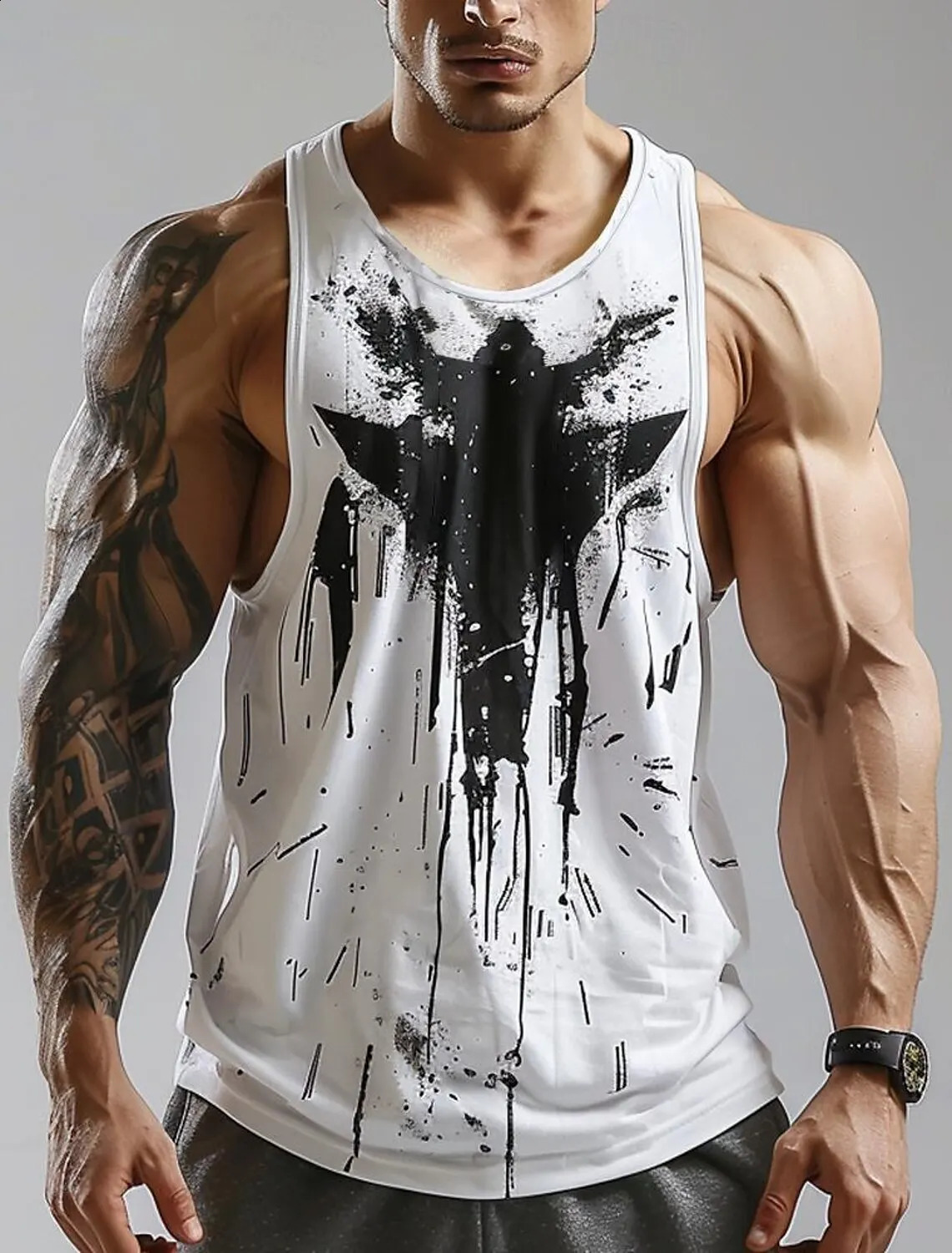 Y2K style fashion large size mens tops mens fitness sleeveless vest 3D T-shirt summer comfortable home fashion vest quick dry 250318