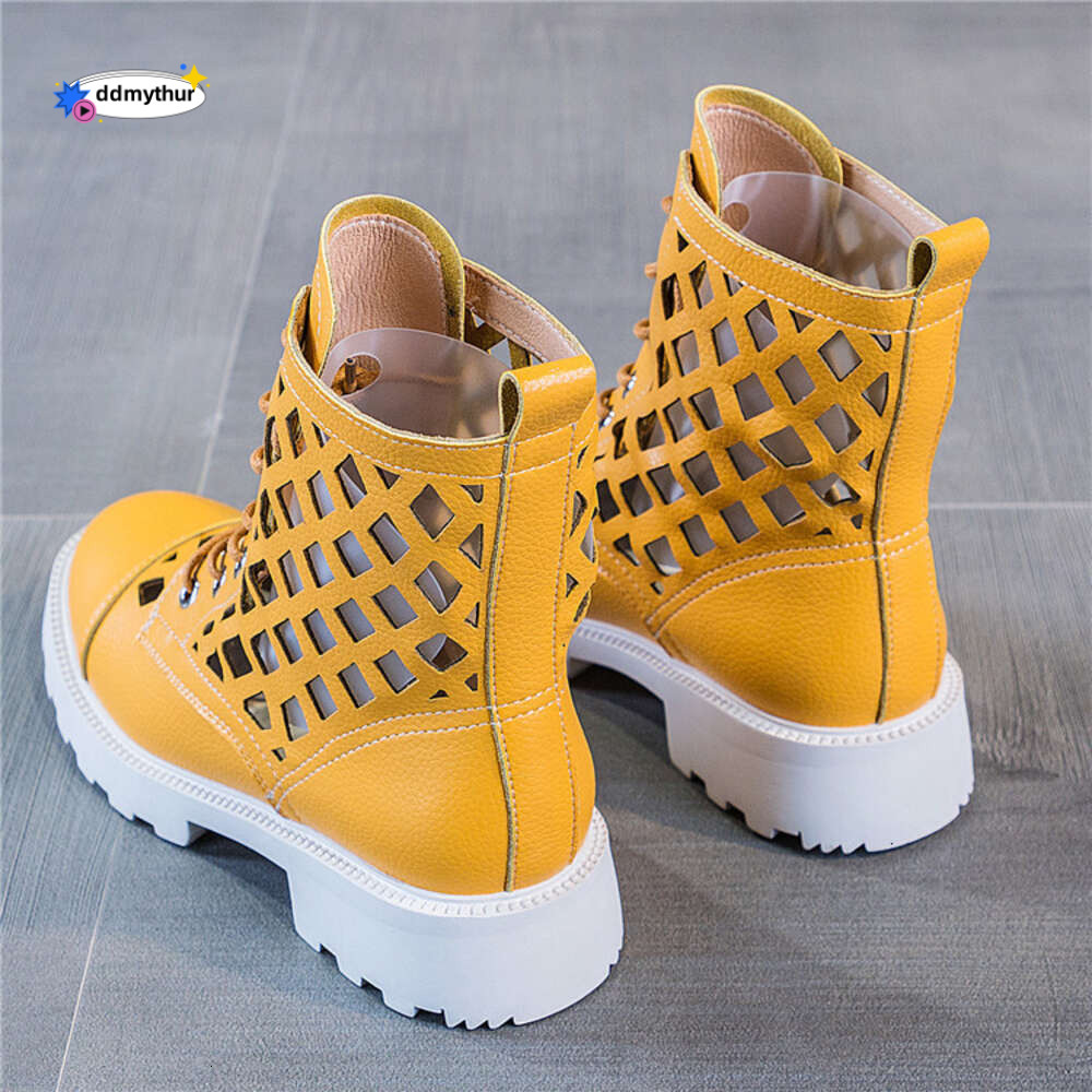 2024 Summer New Cool Candy Color Colored Large Size Women's Hollow out Thin Martin Boots ddmythur