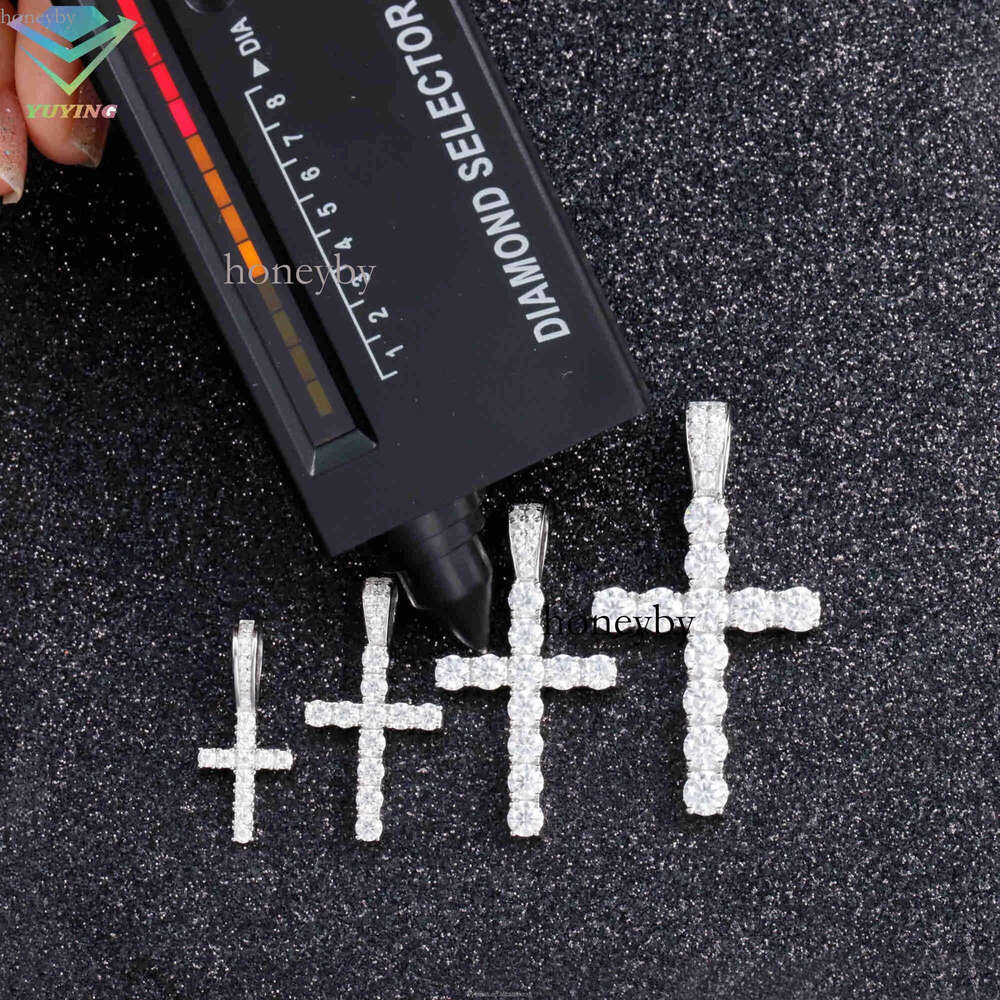 Ready to Ship Jewelry 3mm 4mm 5mm VVS Moissanite Dia Sier Material Cross Pendant for Hip hop Mens