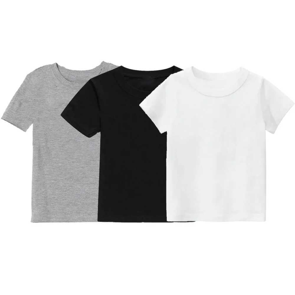 Quality Cotton Kids Clothes Classic Black White And Grey Solid Colour Comforts childrens T-Shirt Boys And Girls Fashions TopsT250320
