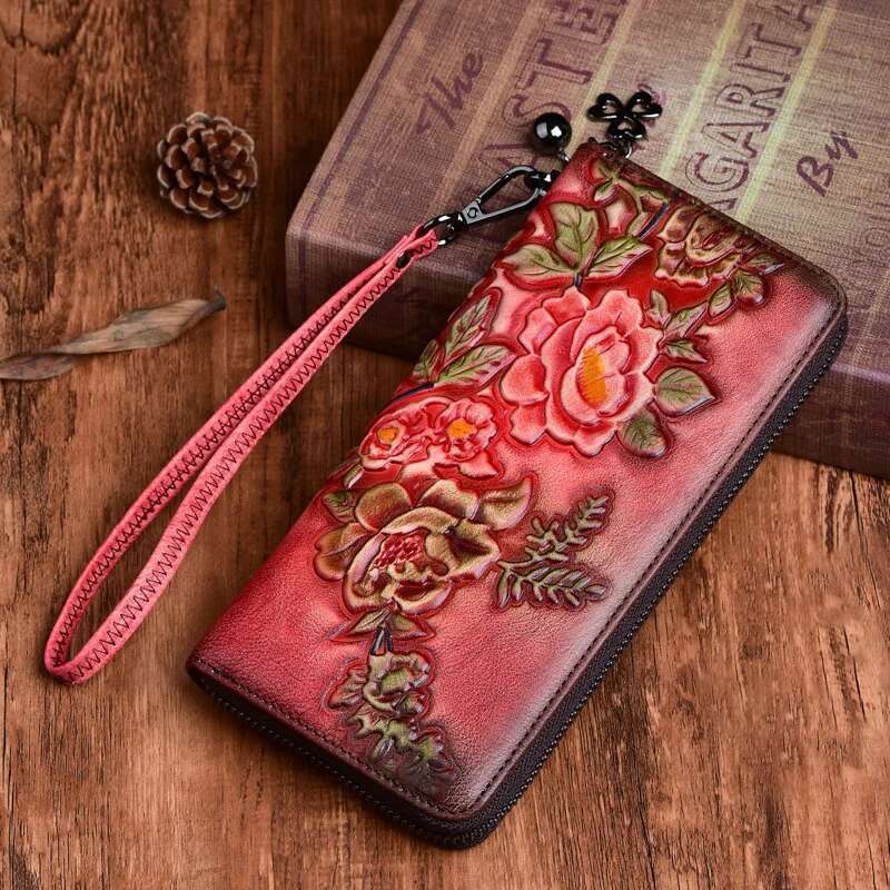 MOTAORA Women's Vintage Wallet Female Long Genuine Leather New Handmade Eming Woman's Wallets And Purses Card Holder
