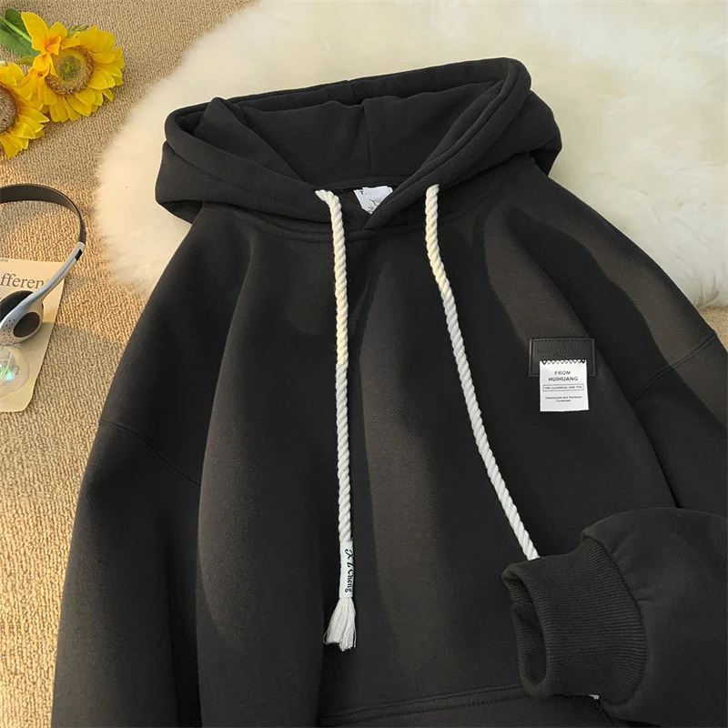 solid color hoodie mens and womens sportswear Y2K street clothing decal autumn oversized wool pullover 250320Z