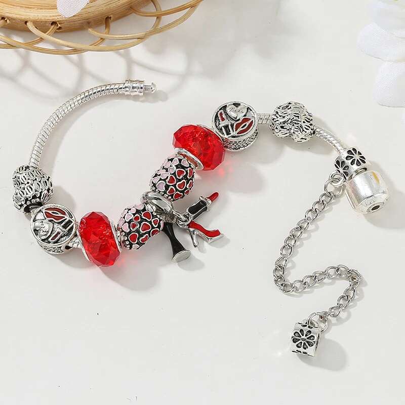 2024 Trendy Silver Color Bracelets Bangles For Women Girlfriend Snake Chain Charm Bracelet Crystal Valentine's Day Jewelry Gift