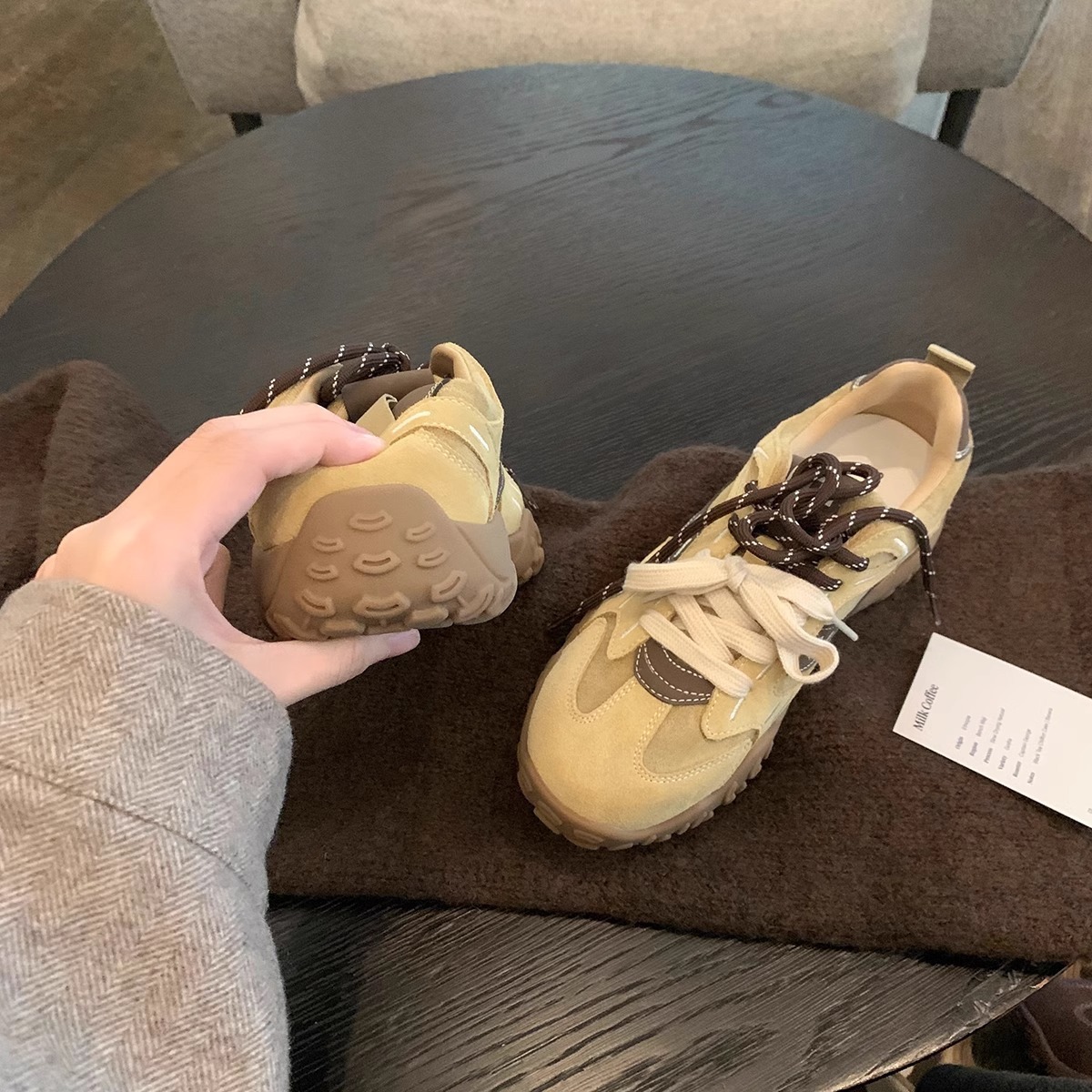 2025 new German women's leather height increasing training shoes designer fashionable multifunctional sports and leisure board shoes