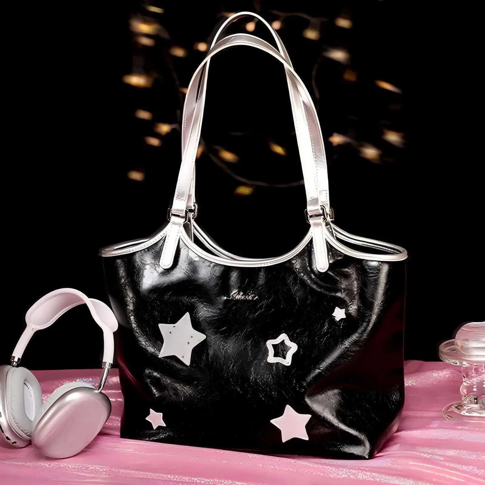 AILUXIs new large capacity underarm shoulder bag with cute star shaped printing for daily commuting Y250319