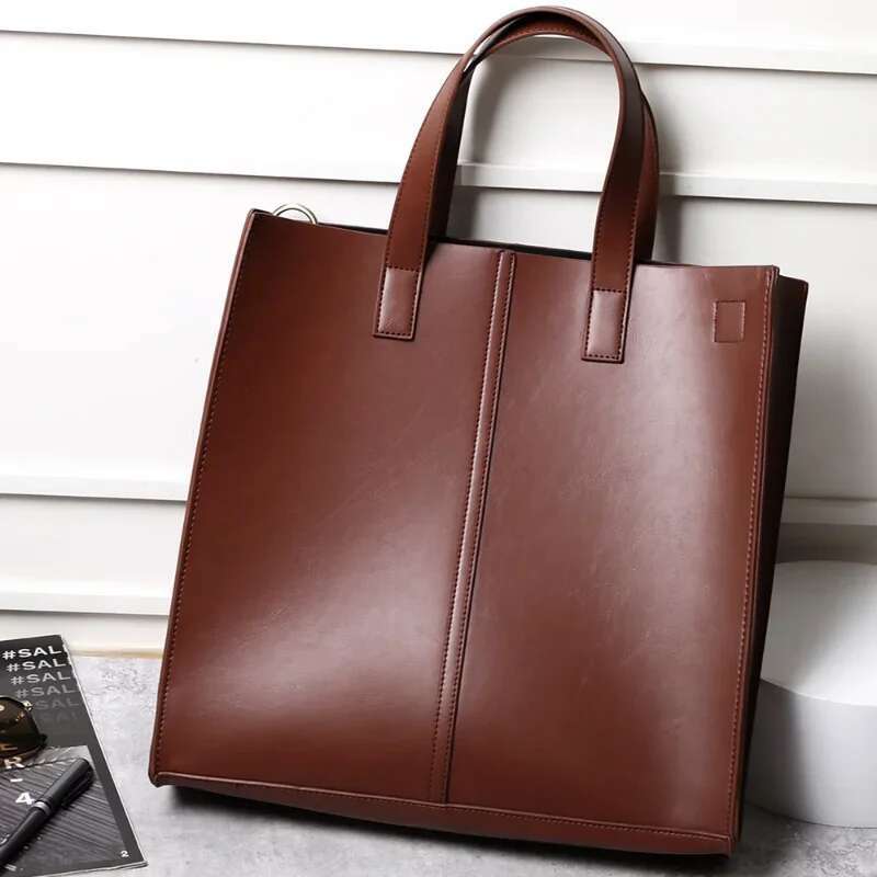 15-Inch Laptop Bag Tote Handbag PU Unisex With Strap Women Men Shoulder Bags