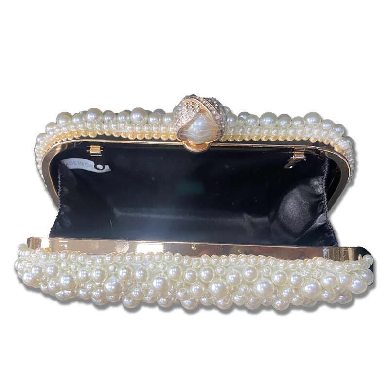 Women Pearl Clutches Noble Crystal Beaded Evening Wedding Clutch With Chain Handbags Designer Bag Party Purse