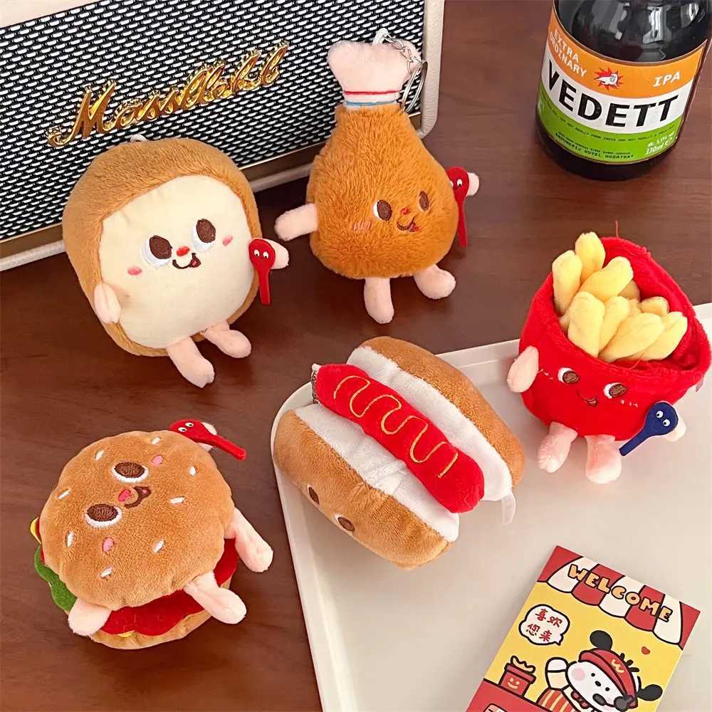 Cute and creative French fries burger picture hanging backpack couple plush hanging decoration car keychainXJ250319