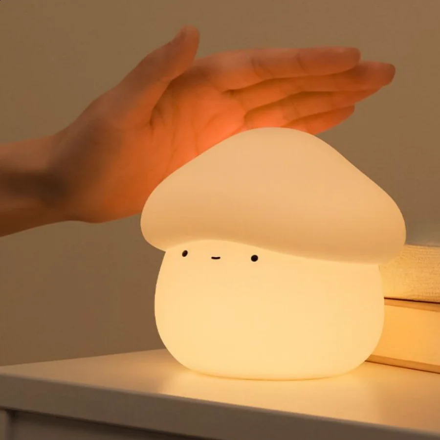 Cute Silicone Rechargeable Bedside Timing Function Touch Table Lamp Mushroom Night Light for Bedroom 250319