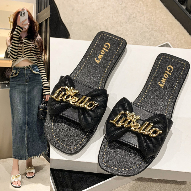 French Beach Women's Sandals 2025 New Designer Multifunctional Fashionable Slippers Indoor Niche Fairy Style Bow Sandals Outdoor Casual Shoes