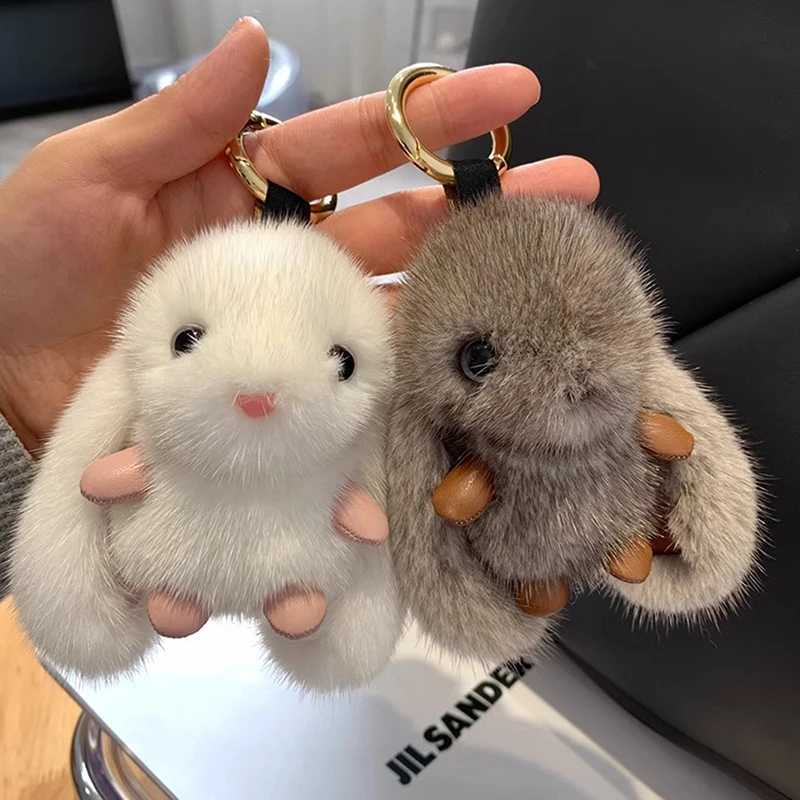 Cute fluffy rabbit keychain ring plush fluffy rabbit bag pendant couple car keychain jewelry giftXJ250319