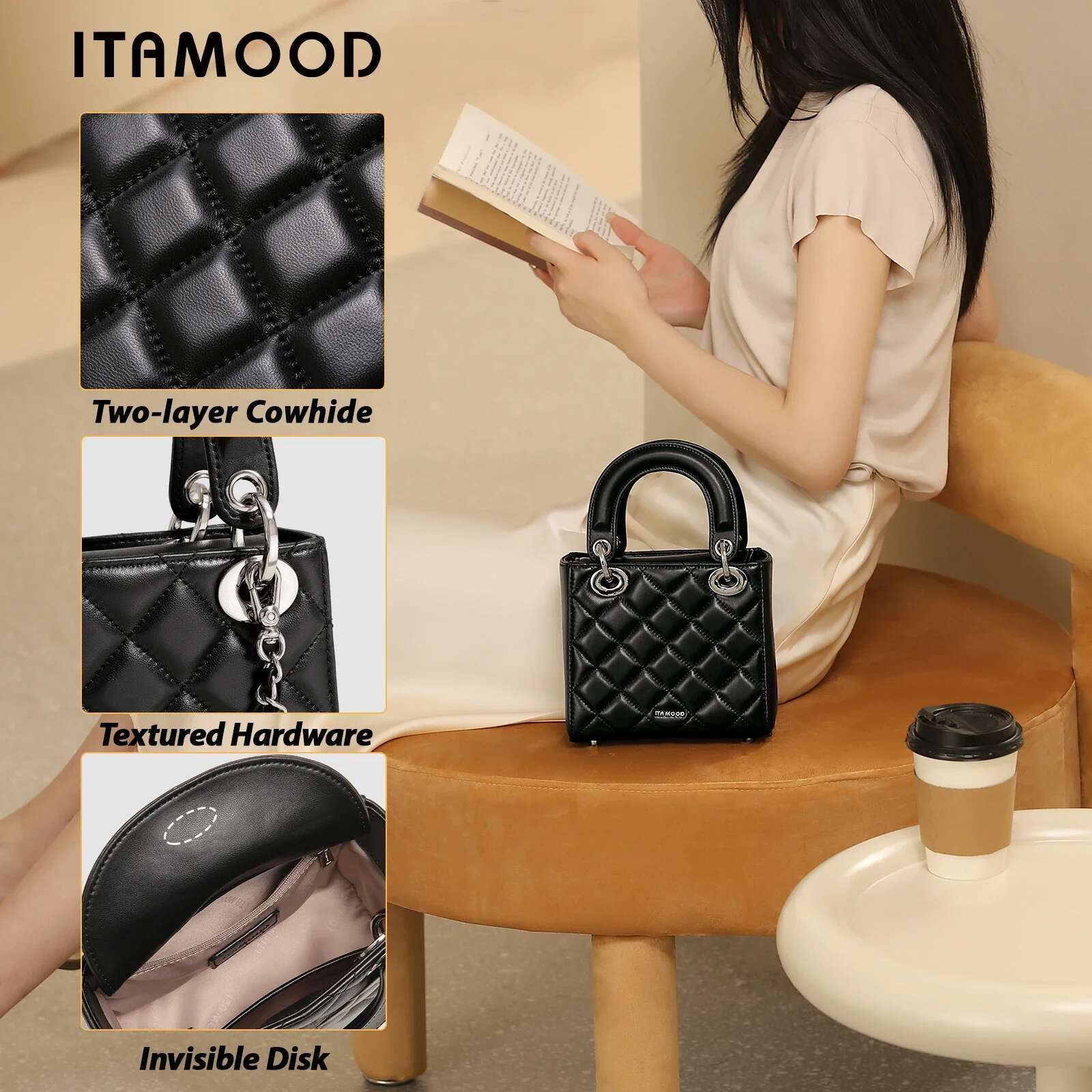 ITAMOOD Women Handbag 2024 Genuine Leather Lambskin Gge Handheld Shoulder Crossbody Bag Fashion Female Valentine's Day Gift