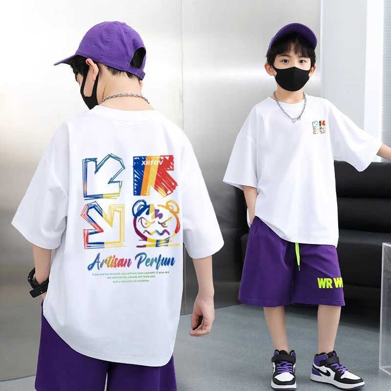 2023 New Summer Childrens Clothing Street Clothing Printed Cartoon T-shirts Childrens Boys and Girls Clothing Short sleeved O-neck T-shirtsT250320