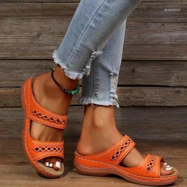 Slippers Shoes Gingham Women Summer Lady Peep Toe Slides Girl Flat Soft Lace-Up Slip-On Back Strap Striped TPR Rome Scandals PU zhanyishengli