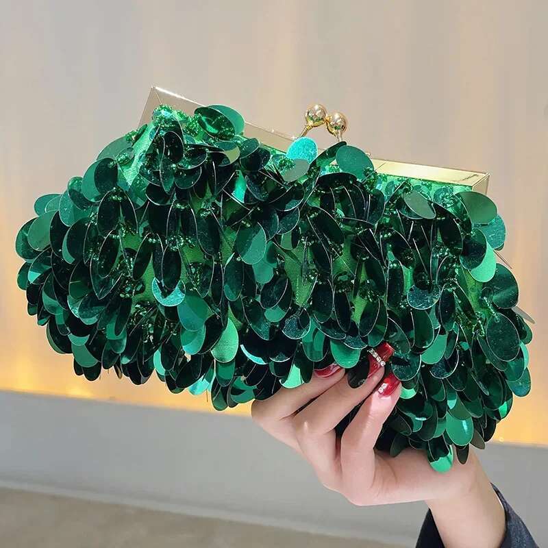 Sier Sequin For Women Evening Prom Shiny Small Purse Fashion Handbag Banquet Shoulder Bag Tail Party Clutch