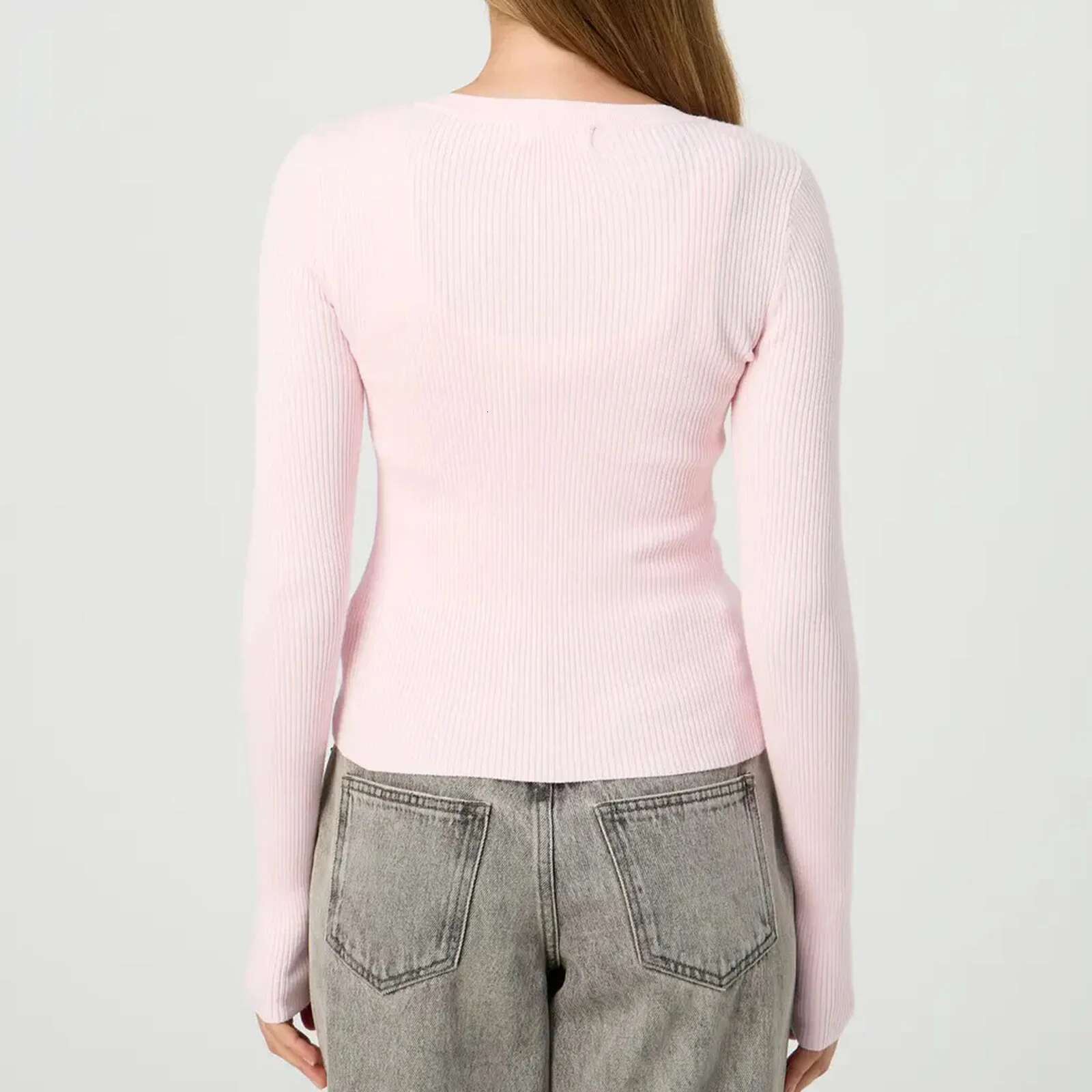 Women Autumn Winter Cardigan Long Sleeve Round Neck Button Up Ribbed Knitwear Slim Sweater