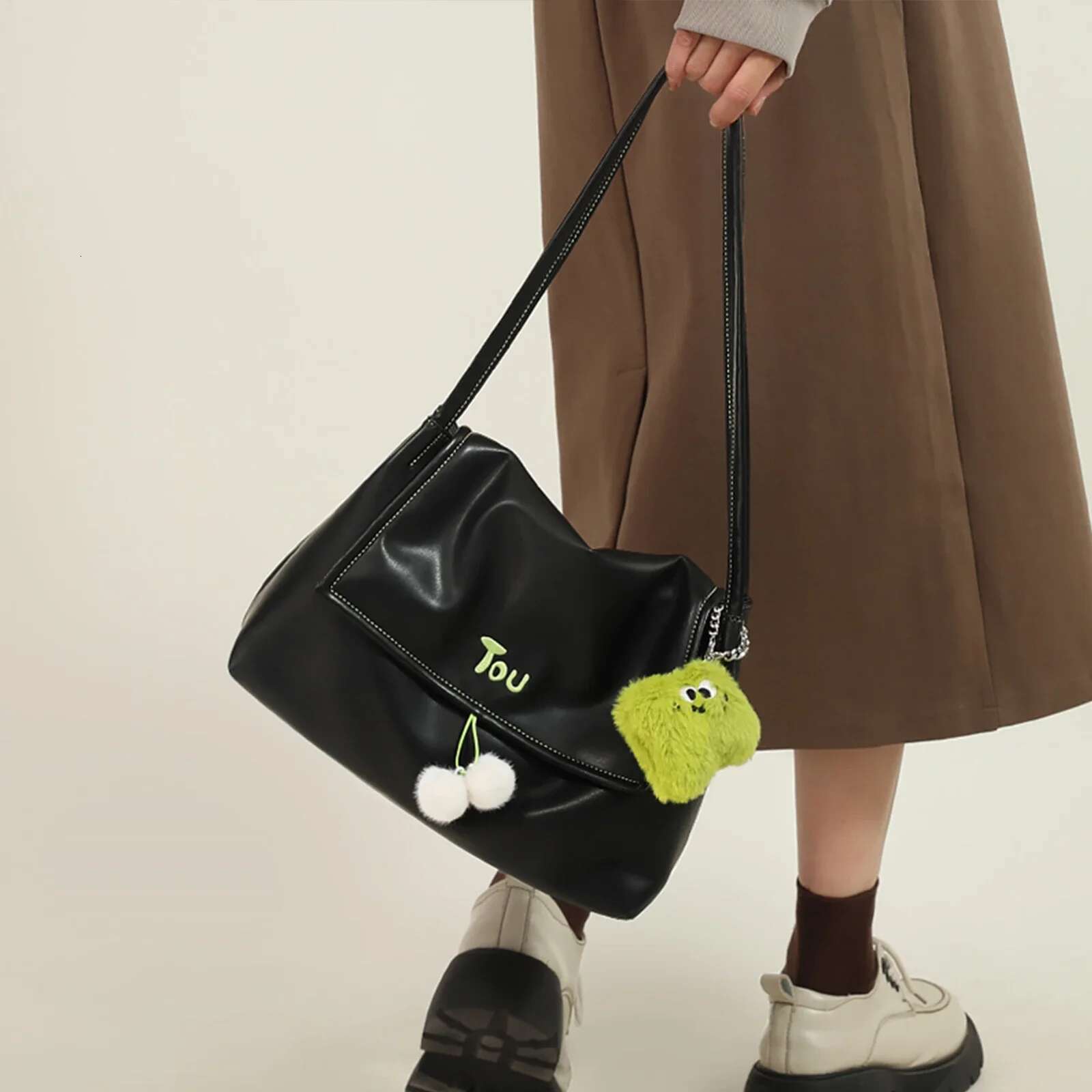 TOUTOU Tote Doll Pendent Large Capacity PU Leather Handbag Shoulder Women Bag Back To School Valentine's Day Gift