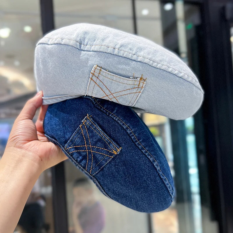 Retro Denim Beret Cap for Women Spring Summer Autumn Hats Women Gorra Inglesa Hombre Sombreros De Mujer 250320