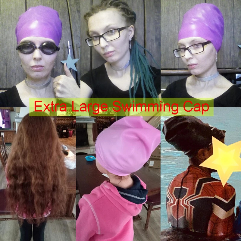 Silicone Extra Large Swimming Cap for Long Hair Braid Waterproof Women Men Ladies African Over Size Huge 250320