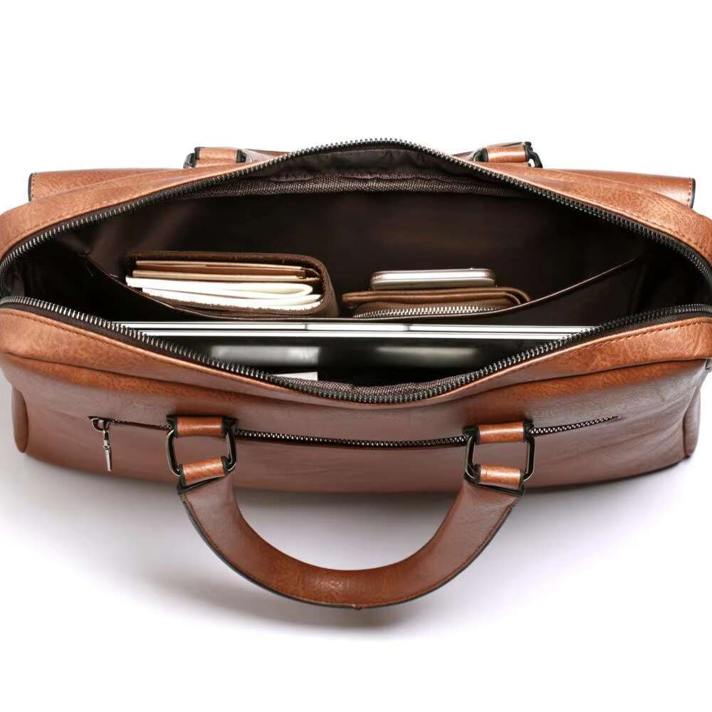 25 Hot Selling England style business briefcase waterproof large capacity PU leather men's handbag K001