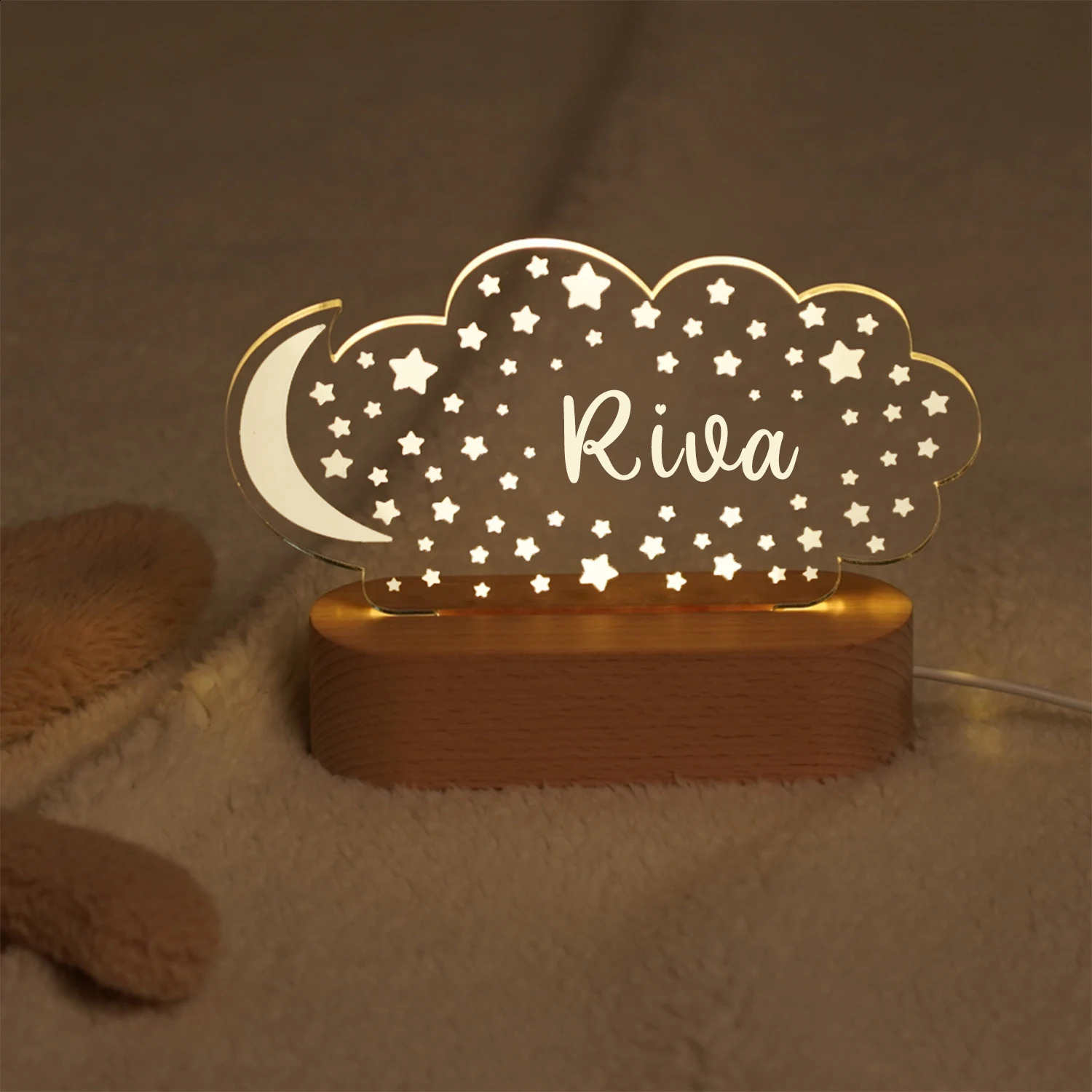 Custom Baby Kids USB Night Light Personalized Children Name Lamp Nursery born Bedroom Home Decoration Birthday Souvenir Gift 250319