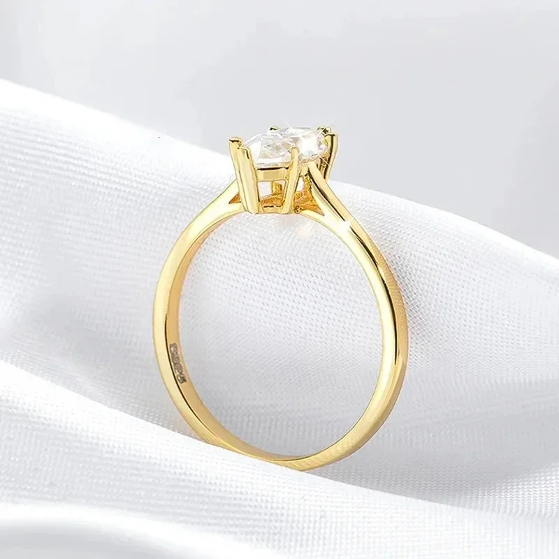 18k Plated 1CT D Color Marquise Cut Moissanite Solitaire Ring with GRA Certificate 925 Sterling Silver Engagement Band for Women