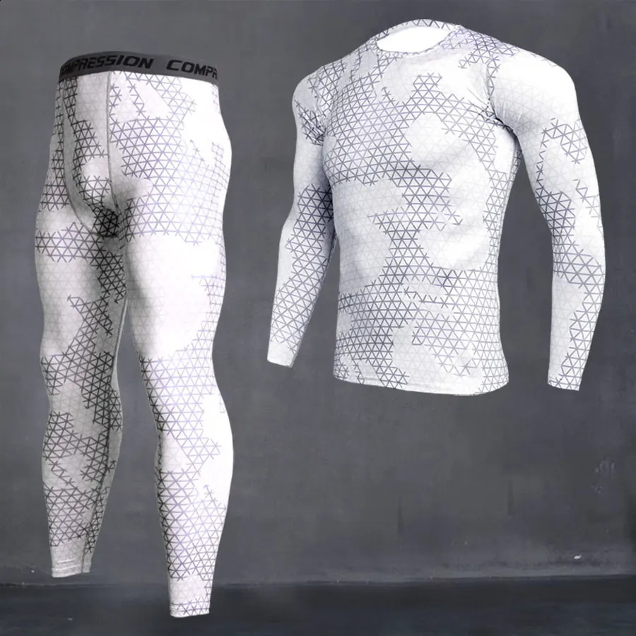 SIZE S-4XL 2pcs / Sets Men Compression Running Jogging Tights Suits Clothes Sport Long T-shirt Pants Gym Fitness Workout Clothes 250319