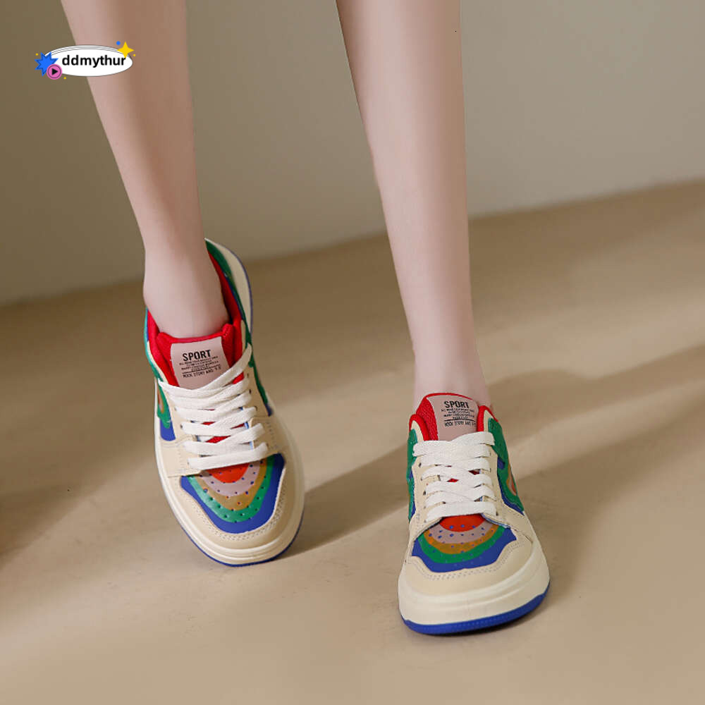 CRLAYDK 2024 New Women's Patchwork Skateboard Shoes Low Top Lace Up Sneakers Non Slip Breathable Walking Comfrotable Tennis ddmythur