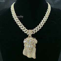 Jesus Pendant with 13mm Moissanite Cuban Chain Necklace Hip Hop Jewelry for Men Gift - view 8