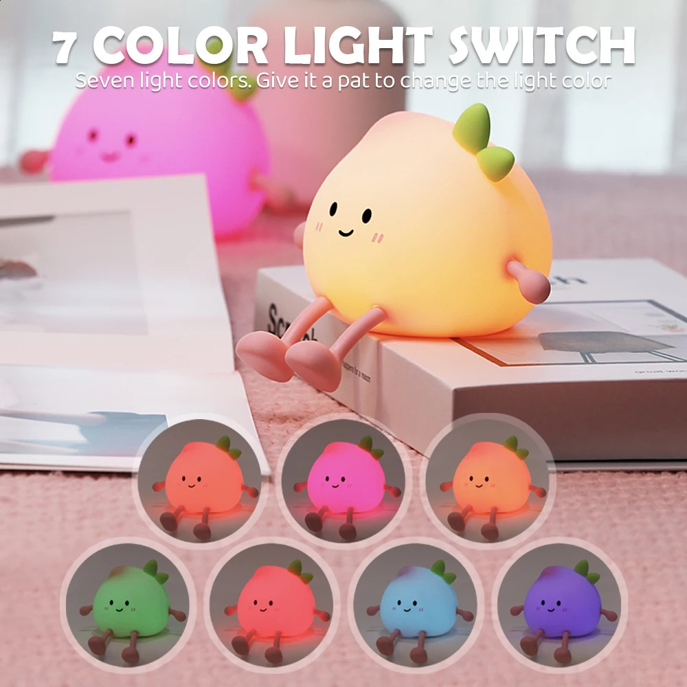 Cute Silicone Night Light Soft Sleeping Nursery Nightlights Rechargeable Dimmable Timer Table Lamp For Room Decor Baby Bedside 250319