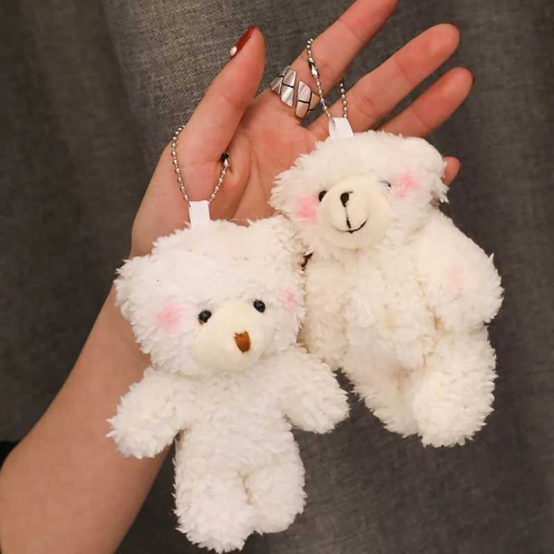 brand New Cute baby bear teddy bear plush doll bag accessories women keychain car pendant key chain Bag Pendant whiteXJ250319