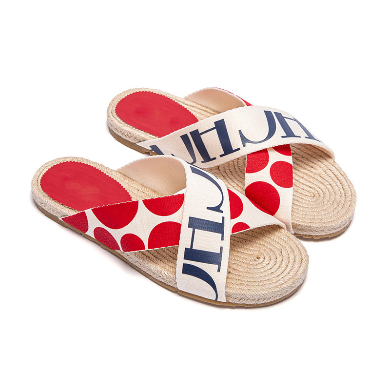 Designer CCHH Women's Holiday Beach Cross Woven Straw Slippers