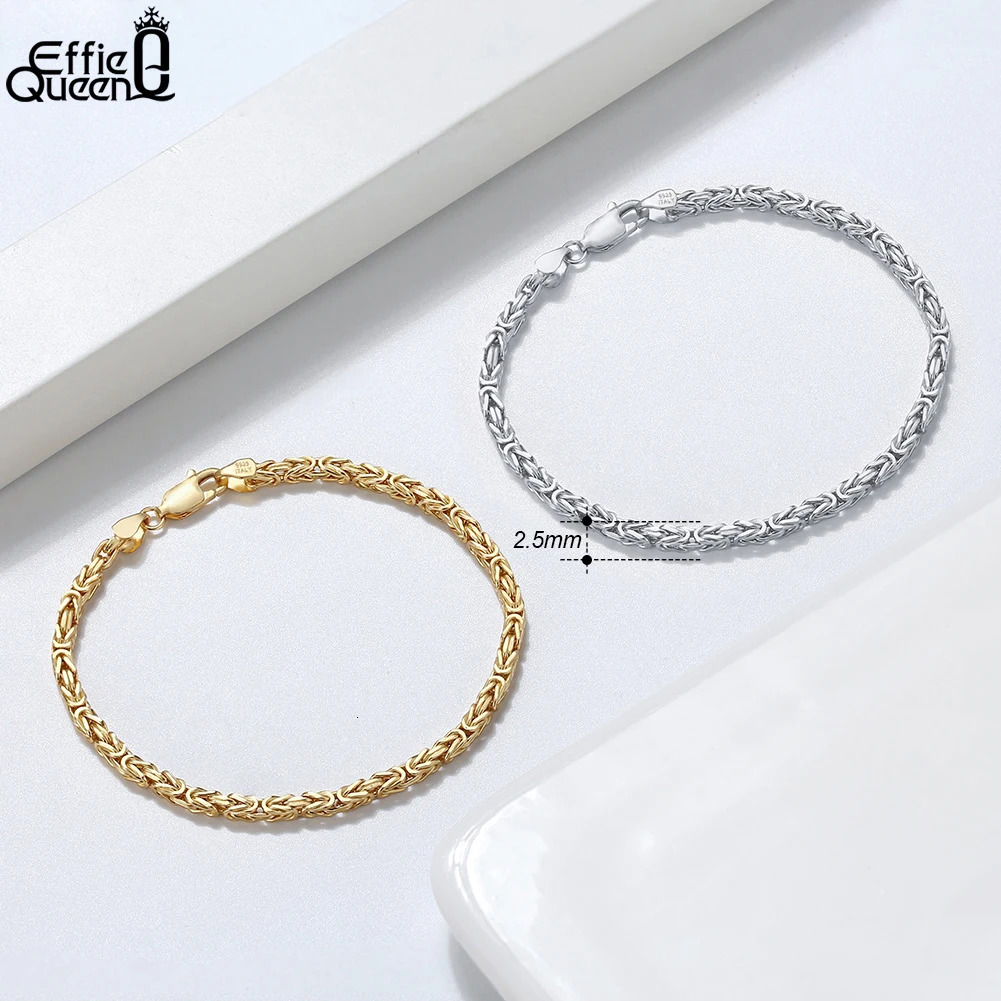 EFFIE QUEEN 14K Gold 925 Sterling Silver Diamond-Cut Figaro Round Snake Flexible Flat Link Chain Bracelet Unisex SB123 250318