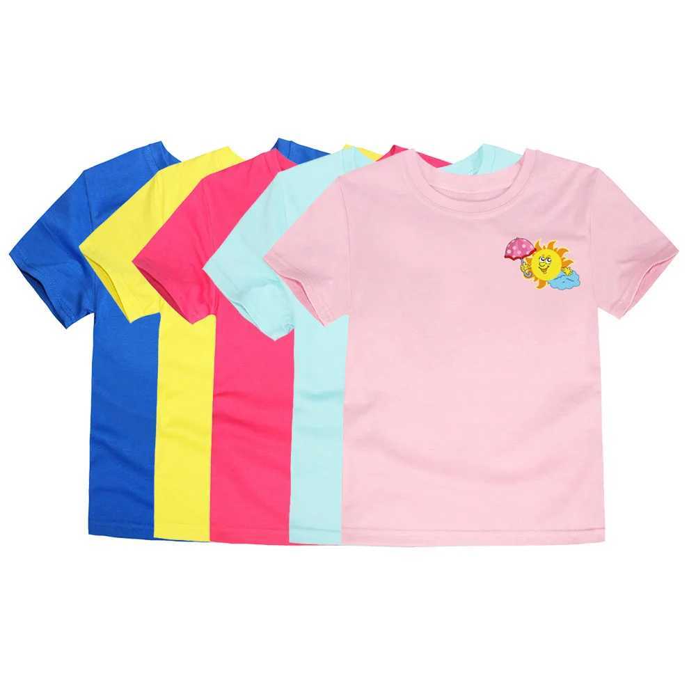 Baby girl T-shirt 6 to 9 12 18 24 months cotton short sleeved teenage boy T-shirt 13 14 years pink blue childrens clothingT250320