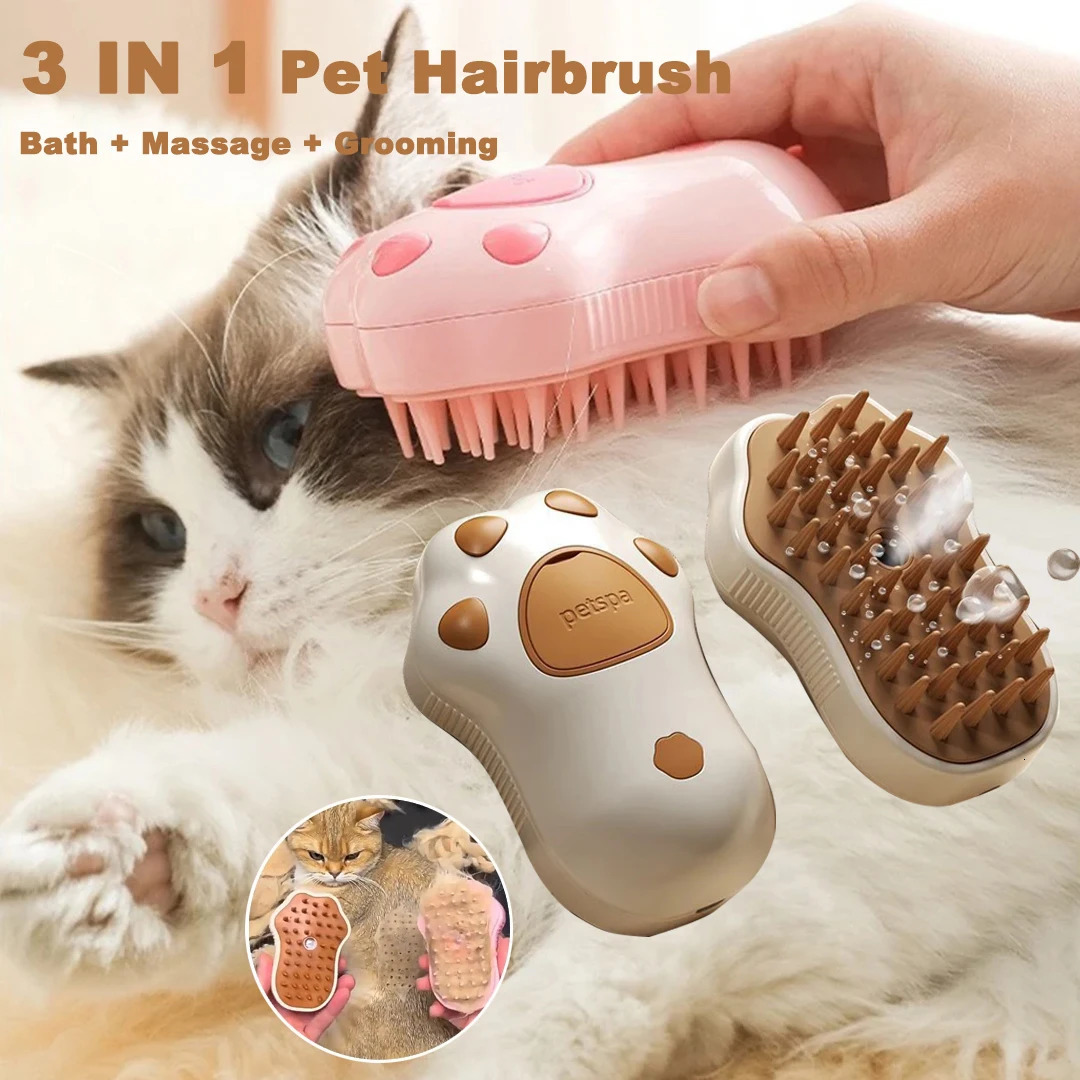 3 in 1 Pet Brush Cat Steam Comb Dog Electric Spray Hair Brushes Massage Grooming Removal Combs 250318