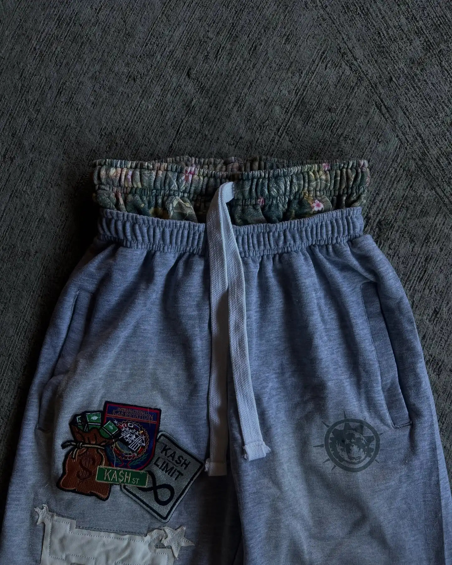 Vintage Double Layer Sweatpant Y2K Clothes Men Women Harajuku Letters Patch Embroidery Vintage Grey Baggy Pants Jogging Trouser 250319
